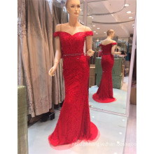 2017 Off Shoulder Sexy Red Stone Beaded Bling Bordados Mermaid Evening Dresses